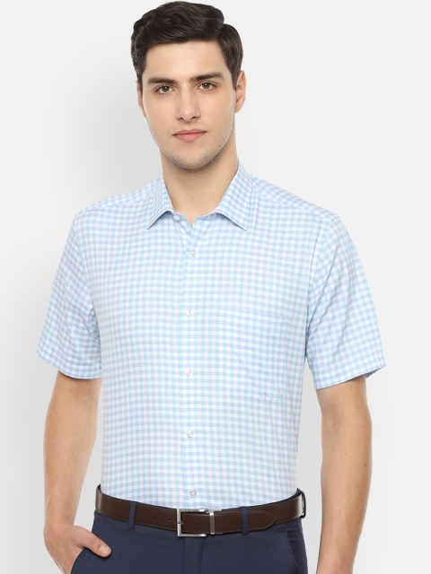 

Louis Philippe Men Blue & White Slim Fit Checked Formal Shirt