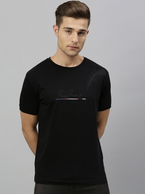 RARE RABBIT Men Black Printed Round Neck T-shirt