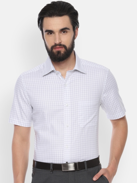 

Louis Philippe Men White & Grey Regular Fit Checked Formal Shirt