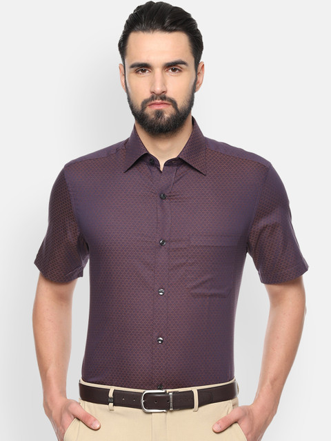 

Louis Philippe Men Purple Classic Regular Fit Self Design Formal Shirt