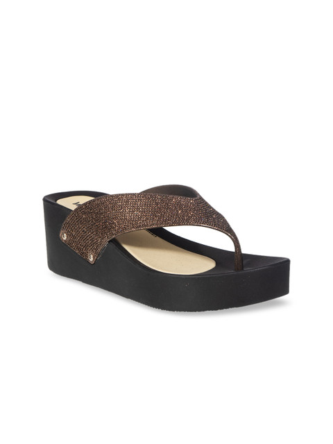 

Khadims Women Brown Embellished Flatform Heels