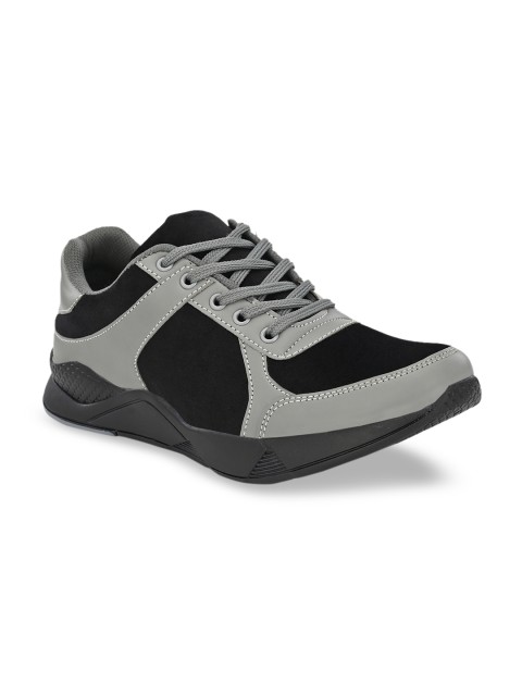 

Sir Corbett Men Grey & Black Colourblocked Sneakers