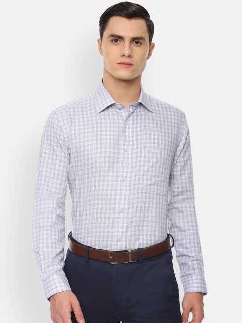

Louis Philippe Permapress Men White & Grey Regular Fit Checked Formal Shirt