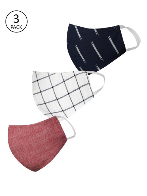 

VASTRAMAY Unisex Pack Of 3 3-Ply Reusable Cloth Masks, Pink