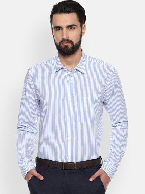 

Louis Philippe Men Blue & White Slim Fit Striped Formal Shirt