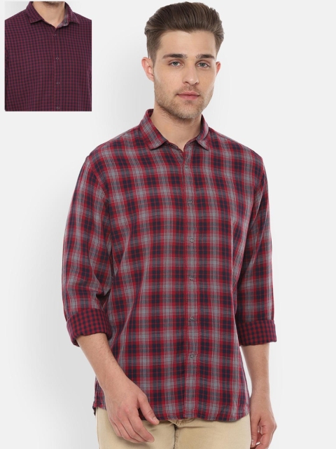 

Louis Philippe Sport Men Red & Black Slim Fit Checked Reversible Casual Shirt