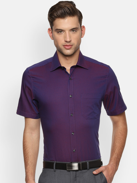 

Louis Philippe Men Purple Regular Fit Striped Formal Shirt