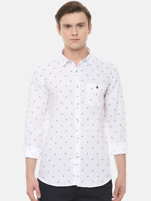 Louis Philippe Sport Men White Slim Fit Printed Casual Shirt