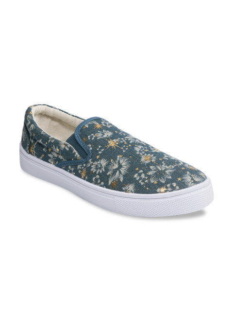 

Khadims Women Blue Printed Slip-On Sneakers
