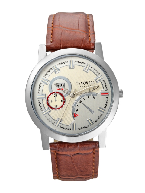 

Teakwood Leathers Men Off-White & Brown Analogue Watch WTH_A_40_AB