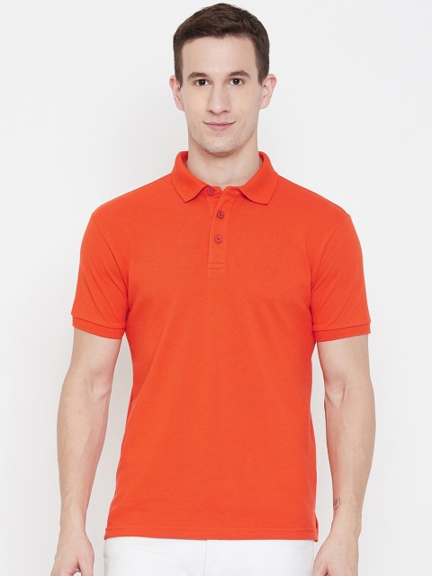 

HARBORNBAY Men Orange Solid Polo Collar T-shirt