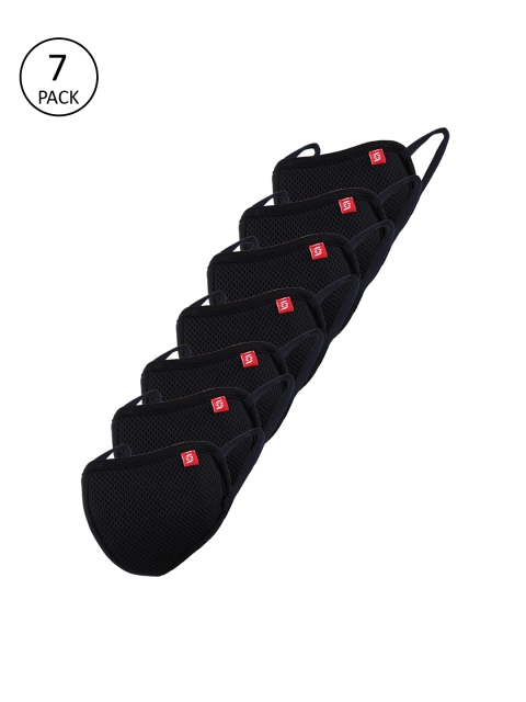 

Swiss Design Unisex Black Pack Of 7 Reusable 6-Ply Cloth Mask