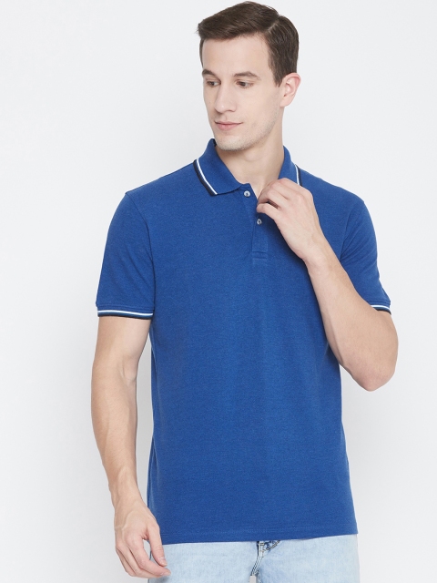 

Octave Men Blue Solid Polo Collar T-shirt