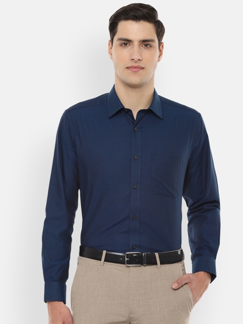 

Louis Philippe Men Navy Blue Classic Slim Fit Self Design Formal Shirt