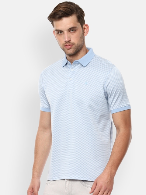 

Louis Philippe Men Blue & White Printed Polo Collar T-shirt