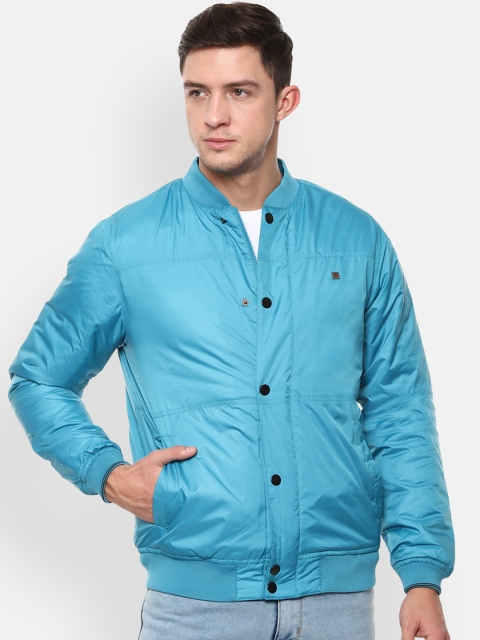 

Louis Philippe Men Blue Solid Windcheater and Water Resistant Quilted Jacket