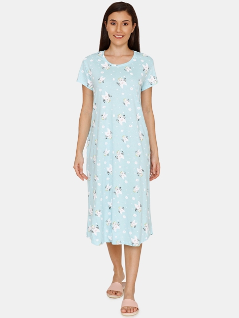 

Zivame Blue & White Printed Nightdress ZI60JG