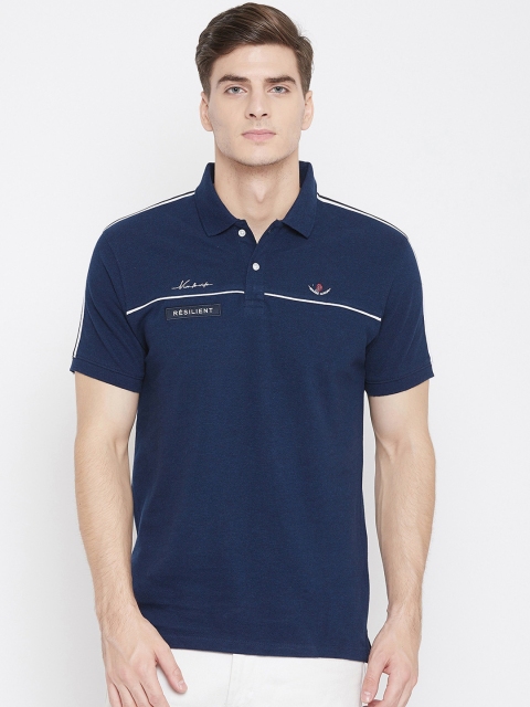 

Octave Men Navy Blue Solid Polo Collar T-shirt