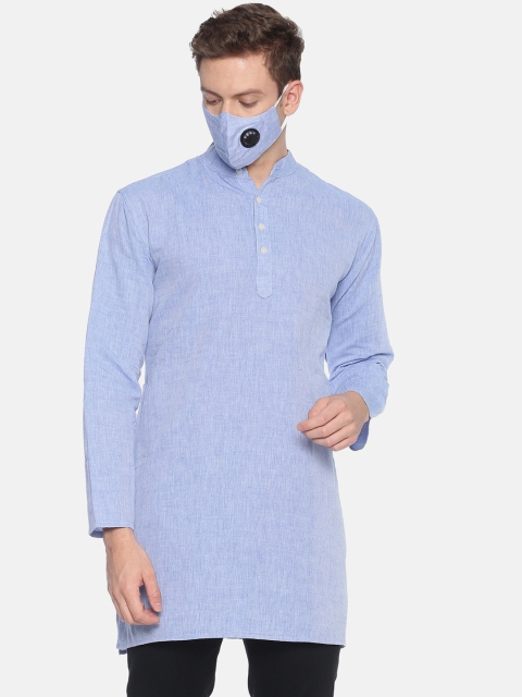 

Sethukrishna Men Blue Solid Straight Kurta