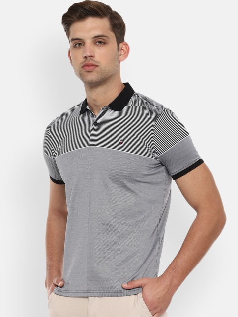 

Louis Philippe Sport Men Black & White Striped Slim Fit Polo Collar T-shirt