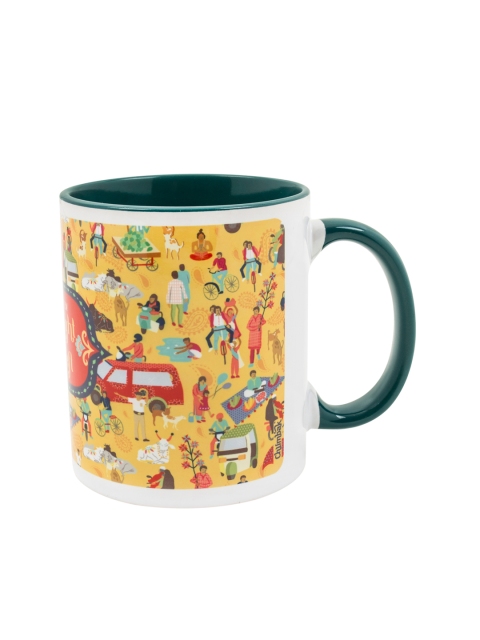 

Chumbak Green & Yellow Printed Go Straight And Take A Left Coffee Mug