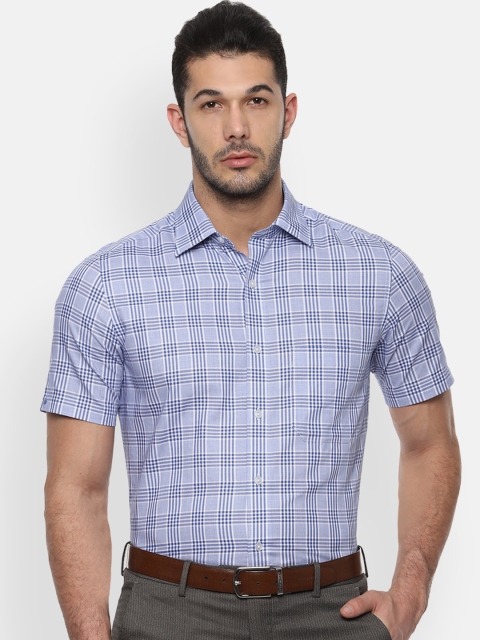 

Louis Philippe Men Blue Classic Regular Fit Checked Formal Shirt