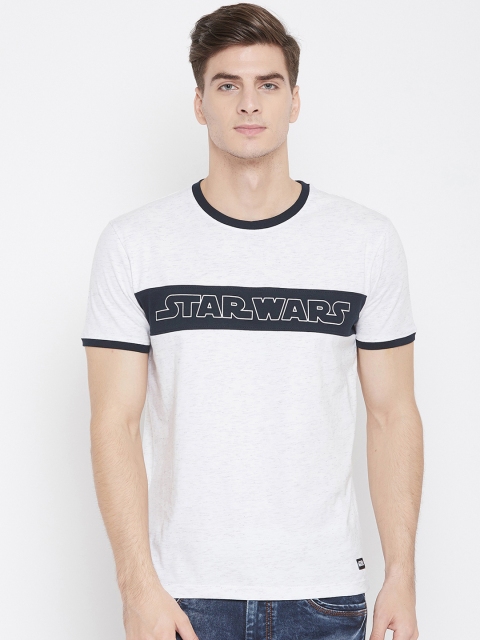 

Octave Men White & Black Star Wars Print Round Neck T-shirt