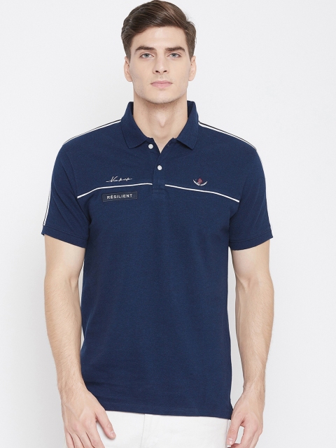 

Octave Men Navy Blue Solid Polo Collar T-shirt