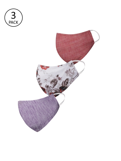 

VASTRAMAY Unisex 3 Pcs Printed 3-Ply Anti-Pollution Reusable Cloth Masks, Pink