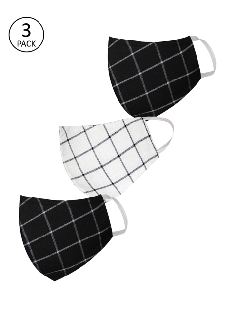 

VASTRAMAY Unisex Pack Of 3 3-Ply Reusable Cloth Masks, Black