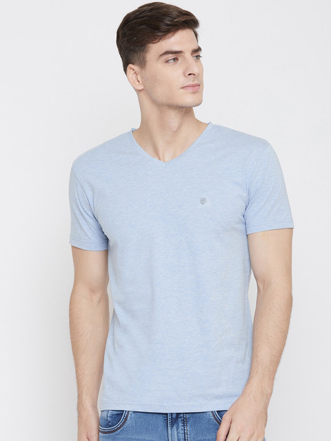

Octave Men Blue Solid V-Neck T-shirt