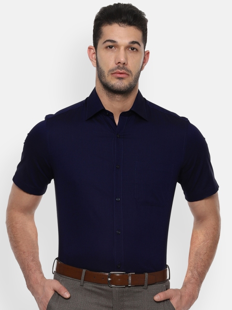 

Louis Philippe Men Navy Blue Classic Fit Self-Design Formal Shirt