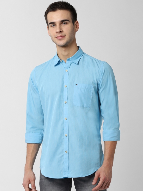 

Peter England Casuals Men Blue Slim Fit Solid Viroblock Casual Shirt