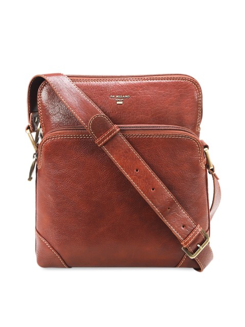 

Da Milano Men Brown Solid Leather Messenger Bag