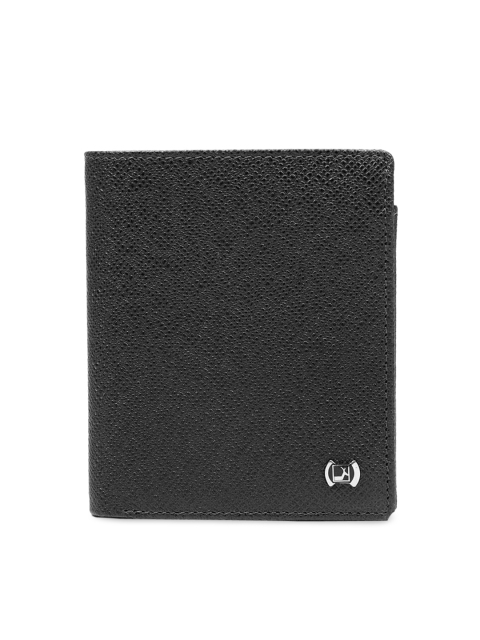 

Da Milano Men Black Textured Leather Two Fold Wallet
