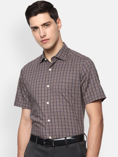 

Louis Philippe Men Brown & Grey Regular Fit Checked Formal Shirt