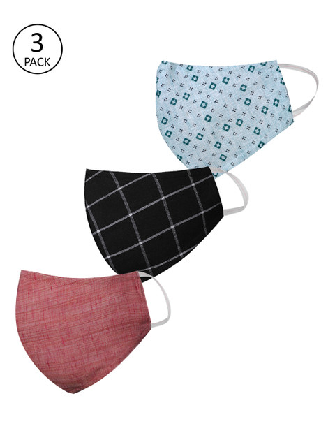 

VASTRAMAY Unisex 3 Pcs 3 Ply Reusable Cloth Masks, Pink