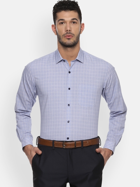 

Louis Philippe Men Blue & Off-White Slim Fit Checked Formal Shirt