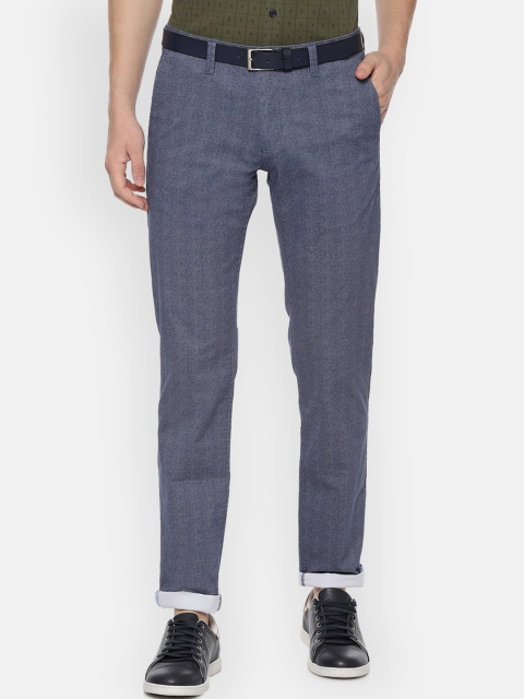 

Louis Philippe Sport Men Blue Slim Fit Self Design Regular Trousers