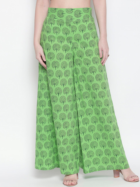 

Desi Weavess Women Green Printed Flared Palazzos