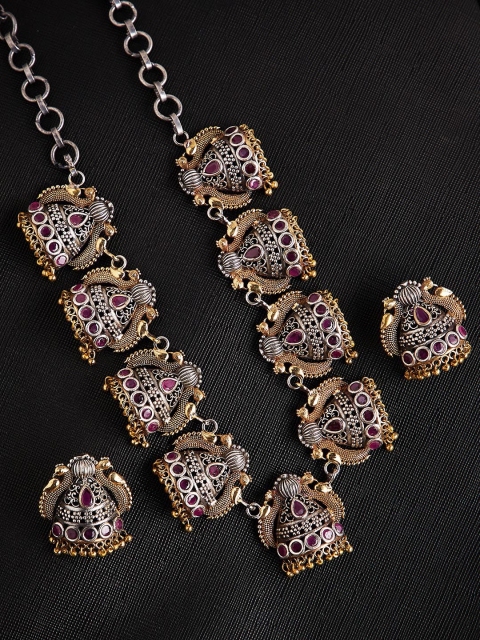 

GloBox By ZeroKaata Silver-Plated & Gold-Toned Oxidised Handcrafted Jewellery Set