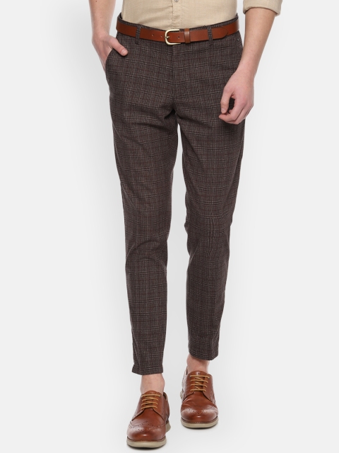 

Louis Philippe Sport Men Brown & White Slim Fit Checked Regular Trousers
