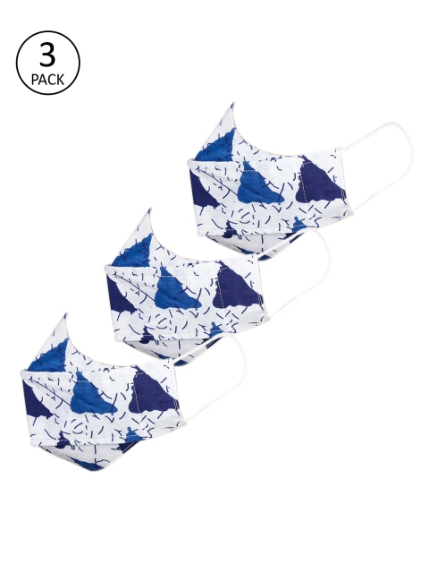

LEGAL BRIBE Women Pack of 3 Printed 3-Ply Cotton Mask, White