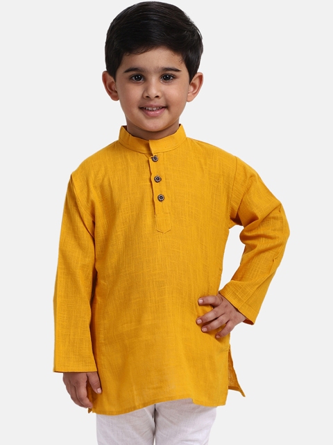 

BownBee Boys Yellow Solid Straight Kurta