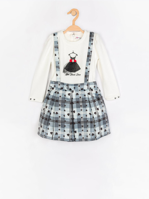 

Peppermint Girls Grey Printed A-Line Dress