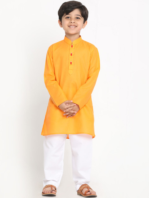 

JBN Creation Boys Orange & White Solid Kurta with Pyjamas