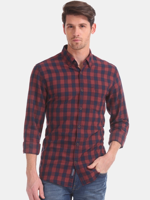 

AD By Arvind Men Red & Blue Slim Fit Checked Casual Shirt