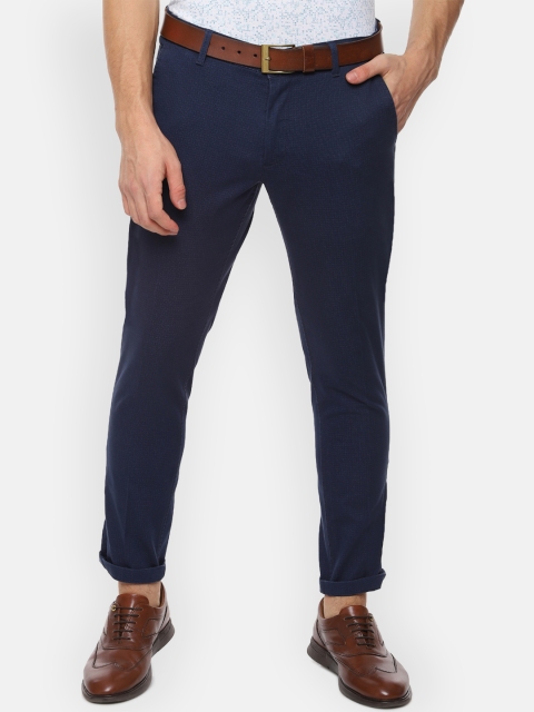 

Louis Philippe Sport Men Navy Blue Slim Fit Self Design Regular Trousers
