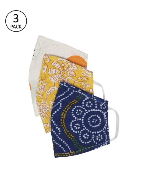 

Myshka Unisex Printed 3 Ply Reusable Pack of 3 Outdoor Masks, Multi