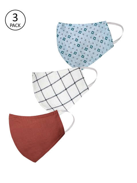 

VASTRAMAY Unisex Pack Of 3 2-Ply Reusable Cloth Masks, Blue